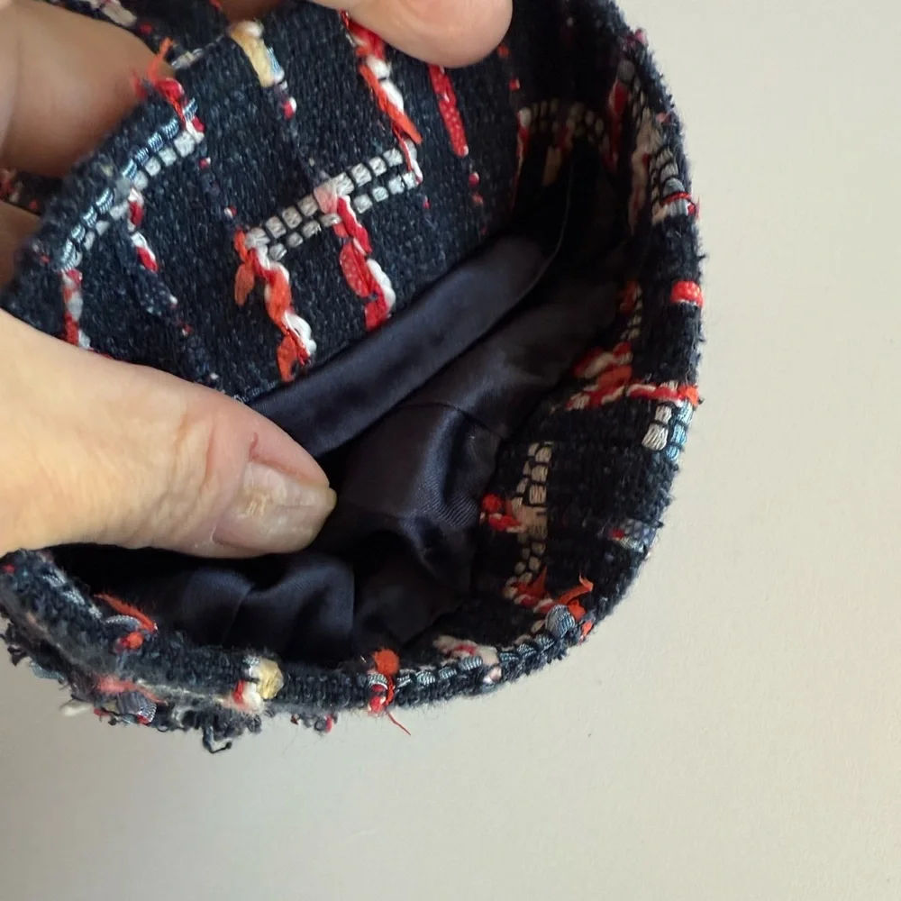 Kate Spade EUC Darby Tweed Cropped Blazer Navy Red Size 10